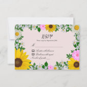 Rustic Sunflower Daisy Floral Wedding RSVP Kaartje (Voorkant)
