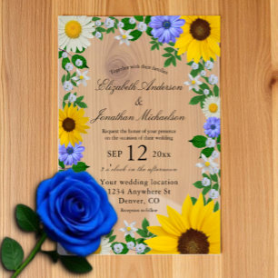 Rustic Sunflower Daisy Floral Wedding Vellum Uitnodigingen