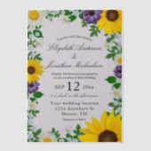 Rustic Sunflower Daisy Floral Wedding Vellum Uitnodigingen (Voorkant)
