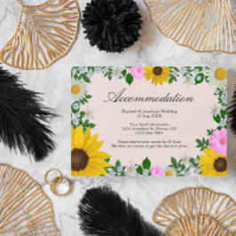 Rustic Sunflower Daisy Wedding Accommodatie Informatiekaartje