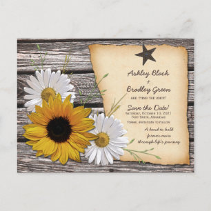 Rustic Sunflower Daisy Wedding Save the Date Aankondigingskaart