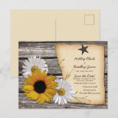 Rustic Sunflower Daisy Wedding Save the Date Aankondigingskaart (Voorkant / Achterkant)