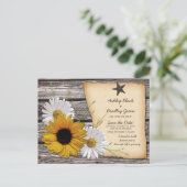 Rustic Sunflower Daisy Wedding Save the Date Aankondigingskaart (Staand voorkant)