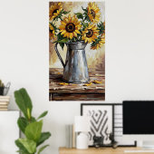 Rustic Sunflower Decor Expressionist Painting Poster (Thuiskantoor)