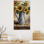 Rustic Sunflower Decor Expressionist Painting Poster (Keuken)