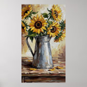Rustic Sunflower Decor Expressionist Painting Poster (Voorkant)