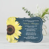 Rustic Sunflower Denim Baby Shower-uitnodigingen Kaart (Staand voorkant)
