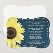 Rustic Sunflower Denim Bridal Shower-uitnodigingen Kaart (Voorkant / Achterkant)