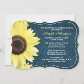 Rustic Sunflower Denim Bridal Shower-uitnodigingen Kaart (Voorkant)