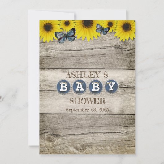 Rustic Sunflower die het beste Baby shower van mam Kaart (Achterkant)