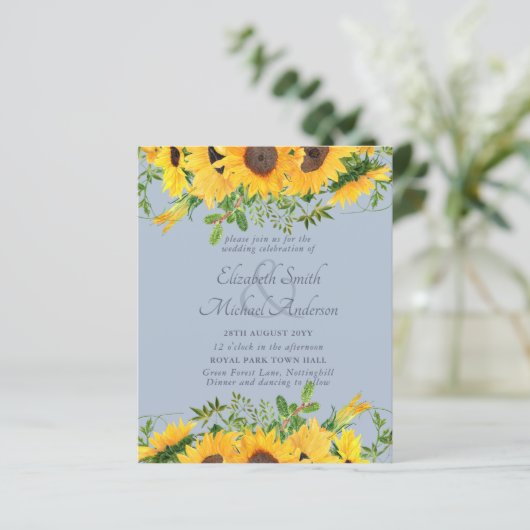 Rustic Sunflower Dusty Blue Thmed Wedding (Staand voorkant)