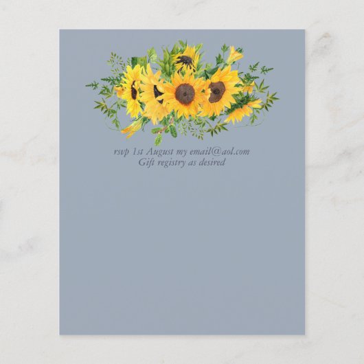 Rustic Sunflower Dusty Blue Thmed Wedding (Achterkant)