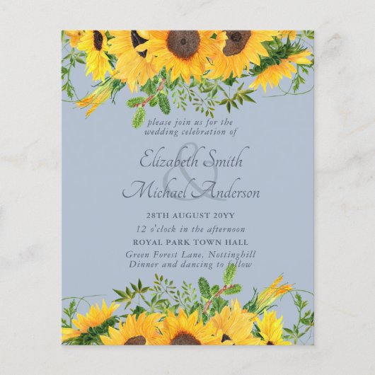 Rustic Sunflower Dusty Blue Thmed Wedding (Voorkant)