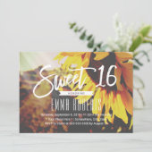 Rustic Sunflower Elegant Floral Sweet 16 Birthday Kaart (Staand voorkant)