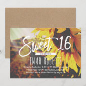 Rustic Sunflower Elegant Floral Sweet 16 Birthday Kaart (Voorkant / Achterkant)