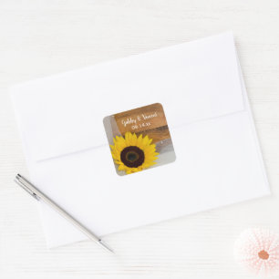 Rustic Sunflower en Bridal Veil country Wedding Vierkante Sticker