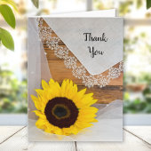 Rustic Sunflower en Lace Country Dank u Bedankkaart
