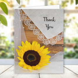 Rustic Sunflower en Lace Country Dank u Bedankkaart