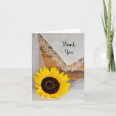 Rustic Sunflower en Lace Country Dank u Bedankkaart (Voorkant)