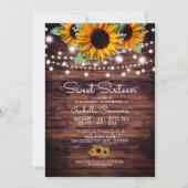 Rustic Sunflower en Twinkle Lights Sweet 16 Kaart (Voorkant)