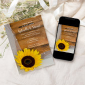 Rustic Sunflower en Veil Country Barn Wedding Kaart