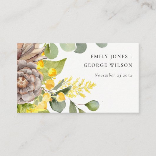 RUSTIC SUNFLOWER EUCALYPTUS FLORA WEDDING WEBSITE VISITEKAARTJE (Voorkant)