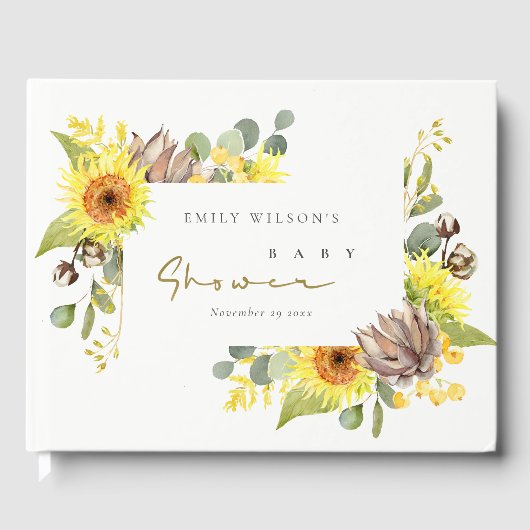 RUSTIC SUNFLOWER EUCALYPTUS FLORAL BABY SHOWER GASTENBOEK (Voorkant)