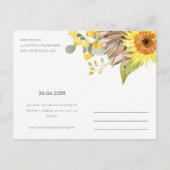 RUSTIC SUNFLOWER EUCALYPTUS FLORAL BEWAREN DE DATU AANKONDIGINGSKAART (Achterkant)