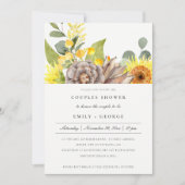 RUSTIC SUNFLOWER EUCALYPTUS FLORAL COUPLY SHOWER KAART (Voorkant)