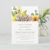 RUSTIC SUNFLOWER EUCALYPTUS FLORAL COUPLY SHOWER KAART (Staand voorkant)