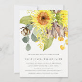RUSTIC SUNFLOWER EUCALYPTUS FLORAL COUPLY SHOWER KAART (Voorkant)