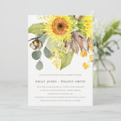 RUSTIC SUNFLOWER EUCALYPTUS FLORAL COUPLY SHOWER KAART (Staand voorkant)
