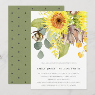 RUSTIC SUNFLOWER EUCALYPTUS FLORAL COUPLY SHOWER KAART