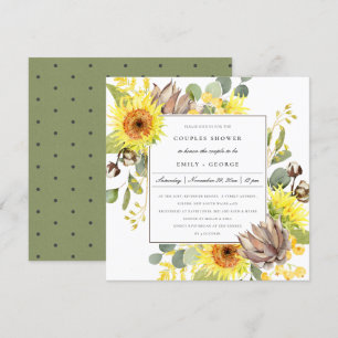 RUSTIC SUNFLOWER EUCALYPTUS FLORAL COUPLY SHOWER KAART