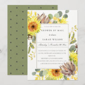 RUSTIC SUNFLOWER EUCALYPTUS FLORAL SHOWER BY MAIL KAART (Voorkant / Achterkant)