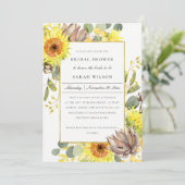 RUSTIC SUNFLOWER EUCALYPTUS FLORAL VRIJGEZELLENFEE KAART (Staand voorkant)