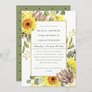 RUSTIC SUNFLOWER EUCALYPTUS FLORAL VRIJGEZELLENFEE KAART