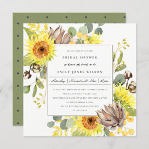 RUSTIC SUNFLOWER EUCALYPTUS FLORAL VRIJGEZELLENFEE KAART