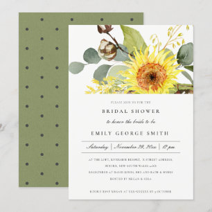 RUSTIC SUNFLOWER EUCALYPTUS FLORAL VRIJGEZELLENFEE KAART