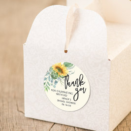 Rustic Sunflower Eucalyptus Greenery Hartelijk dan Ronde Sticker