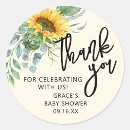 Rustic Sunflower Eucalyptus Greenery Hartelijk dan Ronde Sticker