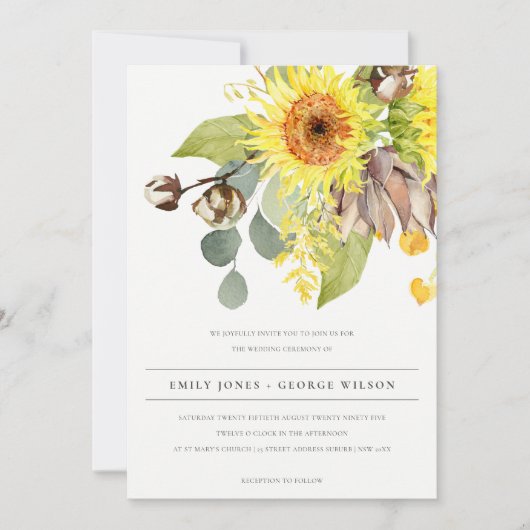 RUSTIC SUNFLOWER EUCALYPTUS PIJNVLOEDING KAART (Voorkant)