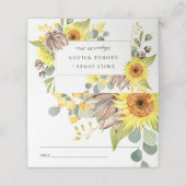 RUSTIC SUNFLOWER EUCALYPTUS PIJNVLOEDING PLAATSKAARTJE (Buitenkant ongevouwen)