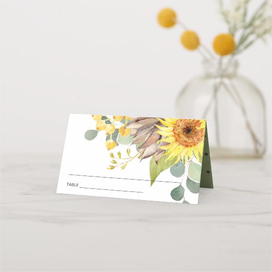 RUSTIC SUNFLOWER EUCALYPTUS PIJNVLOEDING PLAATSKAARTJE (Voorkant)