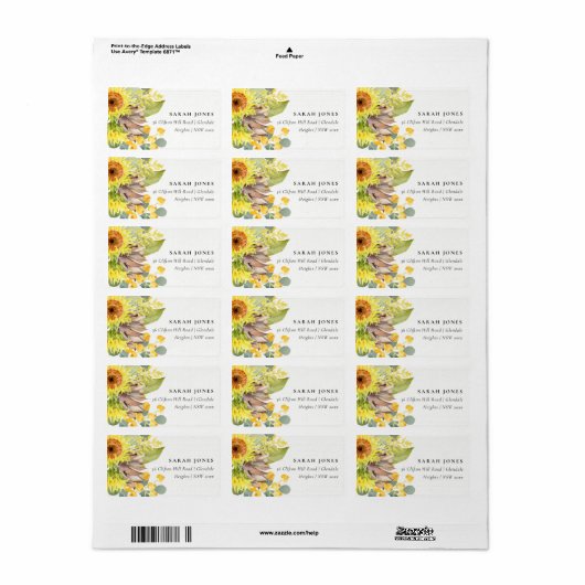 RUSTIC SUNFLOWER EUCALYPTUS PINFLORAAL ADRES ETIKET (Full Sheet)