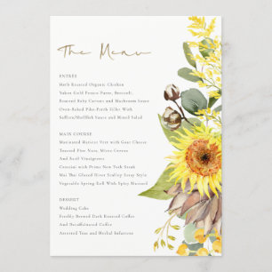 RUSTIC SUNFLOWER EUCALYPTUS WATERVERF FLORAL MENU