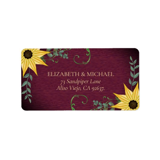 Rustic Sunflower Eucalyptus Wood Return Address  Etiket (Voorkant)