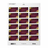 Rustic Sunflower Eucalyptus Wood Return Address  Etiket (Full Sheet)