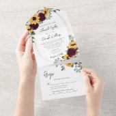Rustic Sunflower Fall Weddenschap met RSVP All In One Uitnodiging (Afscheurbaar)