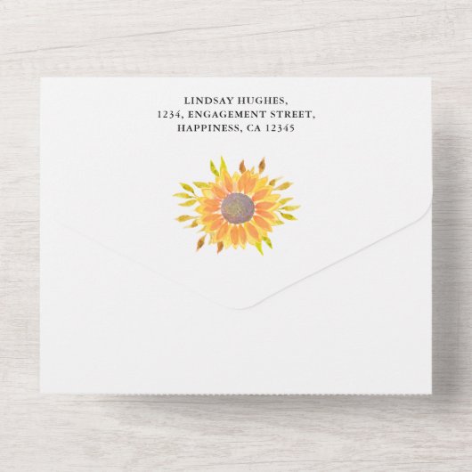 Rustic Sunflower Fall Wedding All In One Uitnodiging (Achterkant)